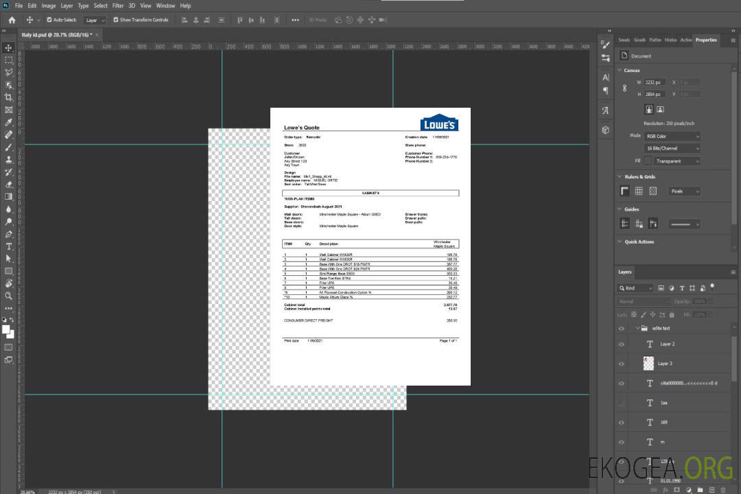 Modèle de facture USA Lowe's template